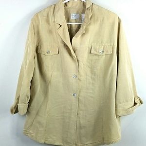 Linen Blend Camp Shirt Sz 18